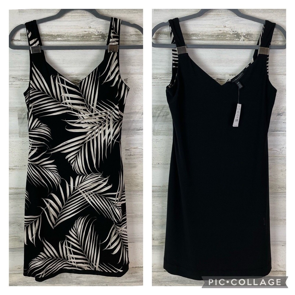 White House Black Market Black and White Midi Dress